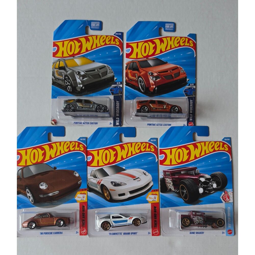 Hot Wheels 5-Car Set - Bone Shaker & Assortment - Diecast Toy Lot - New